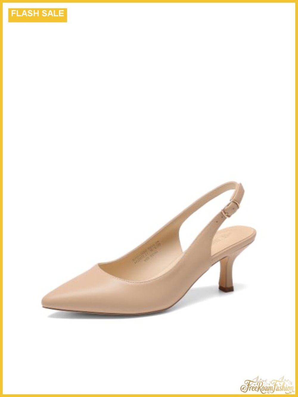 Women's Kitten Slingback Heels Pointed Toe Faux Leather Pumps